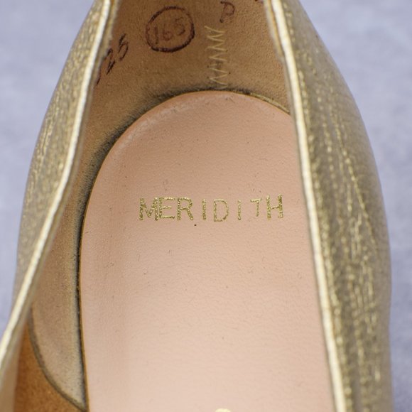 Women's Vintage Jacqueline Gold "Meridith" Textured Leather Square Toe Pumps - Picture 8 of 10